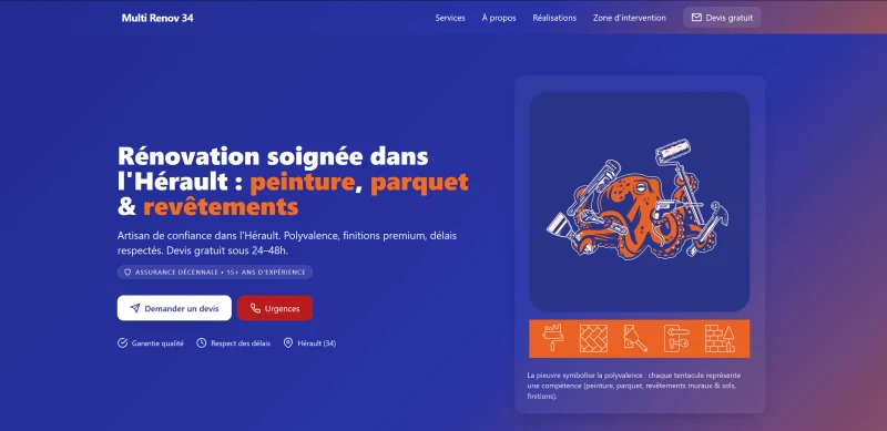 Multi Renov 34 – Showcase Website par SDR Web, agence web Montpellier
