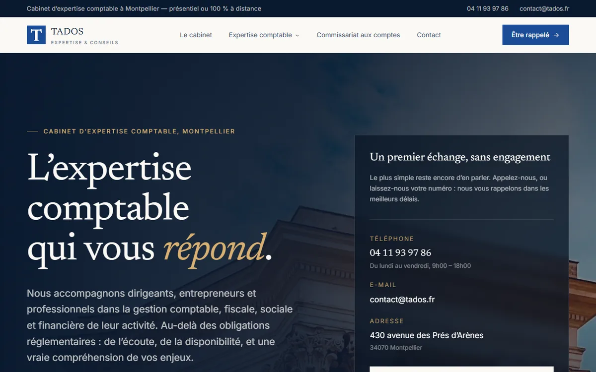 Tados – Schaufenster-Website par SDR Web, agence web Montpellier