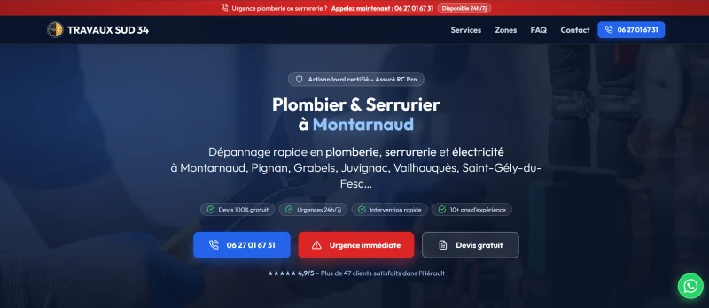 Travaux Sud – Showcase Website par SDR Web, agence web Montpellier
